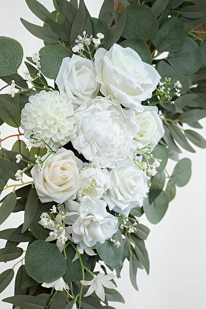 Artificial Flower Swag Set of 2 for Wedding Welcome Signs Floral Decorations, White Wedding Arch Flowers for Wedding Ceremony