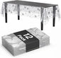 Exquisite Clear Silver Star Tablecloth Plastic 12-Pack Disposable Rectangle Tablecloths 54" x 108" Silver Star Table Cloths Rectangle Table Covers Plastic Tablecloth for Party Decorations