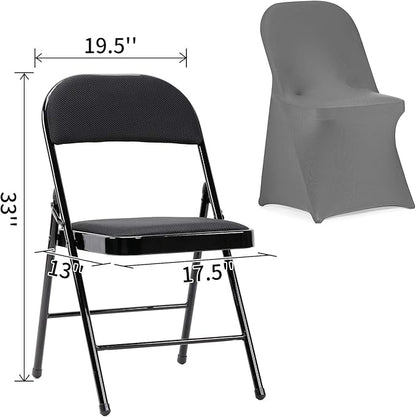 Peomeise Stretch Spandex Folding Chair Cover for Wedding Party Dining Banquet Event (Grey,6pcs)