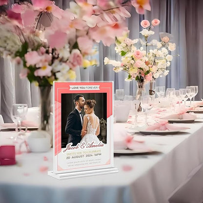 Acrylic Sign Holder 5x7 - 11 Pack Clear Display Stand Vertical Picture Holders for Tables, Double Sided T Shape Flyer Holder Plastic Picture Frame Sign Holder for Store,Restaurants,Hotels,Office