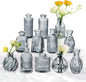 Bud Vases Set of 12, Black Vase Small Glass Vases for Flowers Modern Ribbed Amber Glass Bud Vase for Decor Flower Vase in Bulk Vintage Decor Boho Wedding Centerpieces Rustic Home Table Decoration