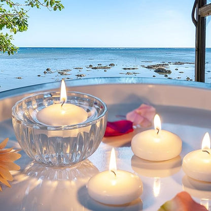 72 Floating Candles, Smoke-Free and odorless, Burning continuously for 5-6 Hours, White, 2-inch Floating Candles, Suitable for Valentine's Day, Weddings, Holidays, Home Decoration……