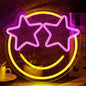 Smile Face Neon Sign, Wootfairy Led Neon Signs for Wall Decor, Dimmable Neon Light for Bedroom, Gaming Room, Kids Room, Bar Decoration, Yellow and Pink Light Up Signs for Wedding Birthday Party