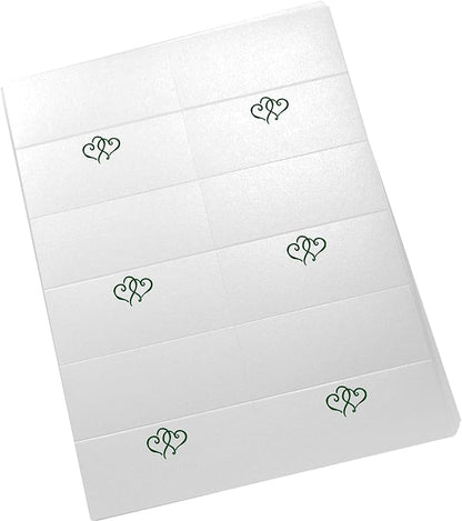 Linked Hearts Printable Place Cards, Hunter Green (Choose Color), Set of 60 (10 Sheets), Laser & Inkjet Printers - Wedding, Party, Dinner, and Special Events - Made in the USA