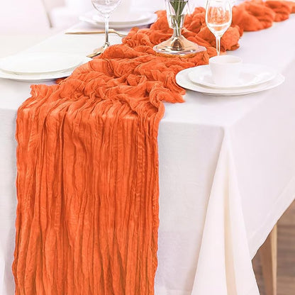 1-Pack Orange Cheesecloth Table Runners – 10FT (35x120 Inch) Boho Rustic Gauze Fabric Cheese Cloth Table Runner for Weddings, Baby Showers, Bridal Shower, Farmhouse & Birthday Party Decor