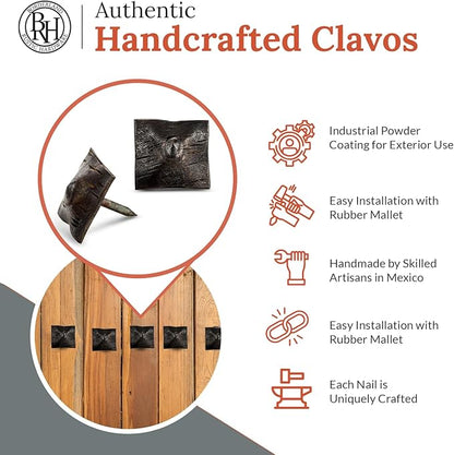 25 Pack 1" Square Head Iron Clavos Decorative Nails – Unfinished – Handmade Rustic Square Fasteners for Farmhouse Shutters, Faux Wood, Barn Doors, Shutters, and Gates – Ornamental Wood Accent
