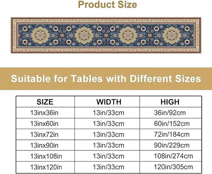 Vintage Boho Floral Table Runner, Elegant Rustic Country Farmhouse Blue Yellow Retro Flower Pattern for Home Kitchen Table Decor Dining Coffee Room Party Decor 13x120in