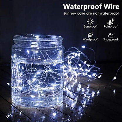 4-Pack Fairy Lights Battery Operated with Remote & Timer & 8 Modes, Waterproof 16 FT 50 LED String Lights Outdoor Indoor, Battery Twinkle Lights for Christmas Bedroom Centerpiece Décor (Cool White)