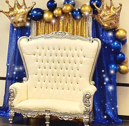 Poise3EHome 2Pcs 2Ft x 8Ft Navy Blue Sequin Backdrop Curtain,Navy Blue Glitter Photography Background for Independence Day,Memorial Day,Labor Day,Veterans Day