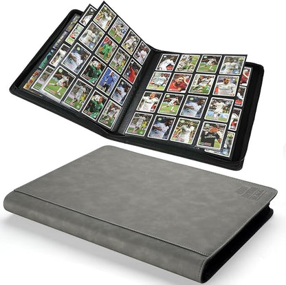 Premium Ringless Trading Card Binder - 1024 Capacity, 16 Side-Loading Pockets per Page, Archival Quality Protection & Anti-Slip Spine for TCG, MTG, Sports Cards (Gray)