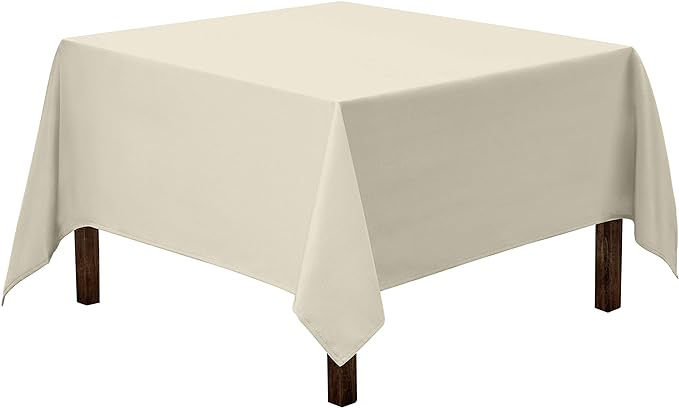 Gee Di Moda Square Tablecloth - 52 x 52 Inch Ivory Table Cloth for Small Square or Round Tables - Heavy Duty Washable Fabric - for Buffet Table, Holiday Party, Dinner, Wedding & Baby Shower