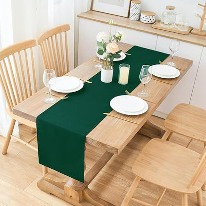 2 Pack Green Table Runner 12 x 90 Inch Solid Color Farmhouse Runners Coffee Table Dresser for Daily Party Home Decoration