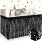 3 Pack 29 x108 Inch Black Foil Fringe Table Skirts Metallic Banner for Tinsel Streamer Garland Backdrop for Parade Floats Wedding Thanksgiving Birthday Christmas Halloween New Year Party Decoration
