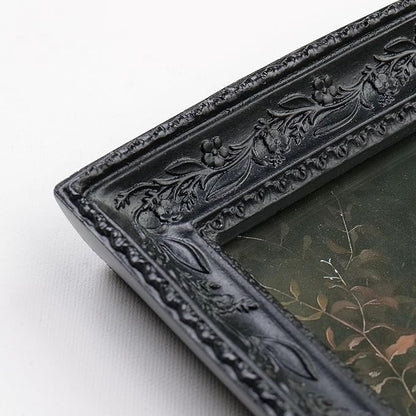 Cuspin Black Picture Frame Set of 2 Vintage Baroque Frames, Ornate Resin Photo Frame with 4x6 Picture Frame and 3x3 Round Frame, Antique Decorative Design for Tabletop Display or Wall Hanging