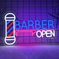 Ineonlife Barber Open Neon Sign Accessories Light Up for Wall Decor Modern Led Sign for barbershop Small Acrylic Art Decor for hair salon make up shop Decorations 15.74x14.17 inch USB POWER