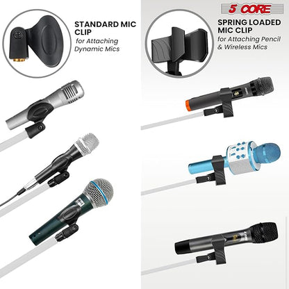 5 Core Tripod Mic Stand Floor Adjustable 18 to 72 Inches Sturdy Boom Arm Holder Microphone Stands Pedestal Para Microfono for Singing - MS 080 WH