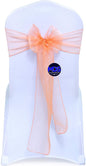 MDS Pack of 150 PCS Organza Chair Sashes Wider Dining Chair Bows Ribbon Tie Back for Wedding Party Birthday Bridal Shower Reception Event Banquet Home Chair Cover Decoration - Peach