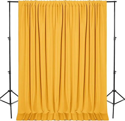 DWCN 10x10 FT Backdrop Curtains for Parties, Photography Backdrop Drapes with Rod Pockets for Wedding Decorations Stage Birthday Family Gatherings, 2 Panels 5ft x 10ft, Orange Yellow
