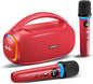 Karaoke Machine for Adults and Kids,Portable Bluetooth 2 Wireless Karaoke Microphone with Holder/USB/TF Card/AUX-in, IPX5 PA Speaker System for Home Party, Picnic,Car,Outdoor/Indoor-Red