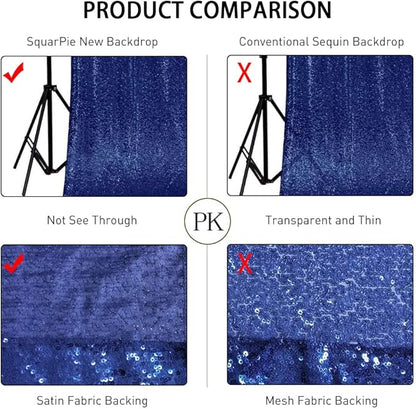 SquarePie Sequin Backdrop Not See Through Thick Background Glitter Curtain Party 20FT x 10FT Navy Blue