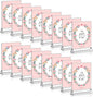 16 Pack 4x6 Clear Acrylic Sign Holders with Silver Borders and Vertical Stand, Double Sided Display Acrylic Table Number Holder for Desktop Table Menu, Wedding, Party, Restaurant