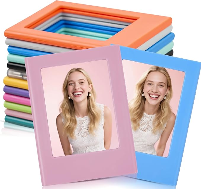 12 Packs Magnetic Picture Frame, Mini Picture Magnets 2x3 Picture Frame for Refrigerator,Wallet Size Magnetic Photo Frames,Magnetic Photo Frames for Refrigerator,School,Office(12 Colors)