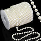 99 Feet 6mm Pearl Strings Garland for Crafts, Artificial Pearl Beaded Trim Chain Roll Strands for Wedding Centerpieces Bouquet Party Decoration Christmas Tree Garland, Ivory