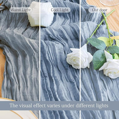 6 Pack Dusty Blue Cheesecloth Table Runner 23x120 inch Rustic Boho Gauze Table Runner 10 FT Long Sheer Cheese Cloth Fabric Table Runners for Romantic Wedding Bridal Shower Birthday Party Decor