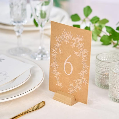UNIQOOO Elegant Birch Wood Stand |1.2mm Slot, for Wedding Table Number Cardstock, Place Card Holder, Photo Display Stand, Small | for Event Decor, Retail Shop, Cafe Restaurant Menu, Business Card, Name Tag, 12 Pack