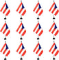 Puerto Rico Desk Flag, 12 Pack Puerto Rican Table Office Flag with Black Solid Pole and Stand Base, International Country Flag, Festival Celebration, Classroom Meeting Desktop Decor (Puerto Rico)