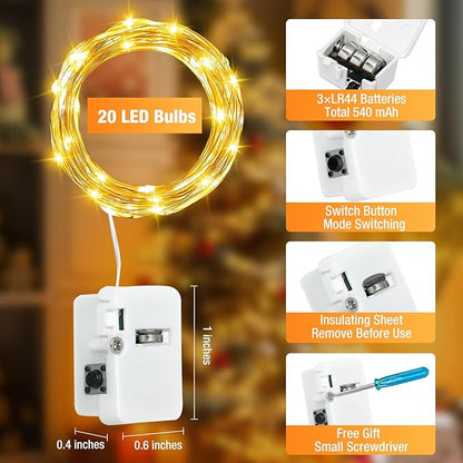 6 Pack Fairy Lights Battery Operated - 7ft 20 Led Twinkle Lights 3 Modes, Bulk Mini String Lights Waterproof for Mason Jars Vases DIY Party Wedding-Warm White & Cold White