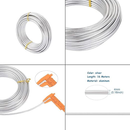 FASHEWELRY 6 Gauge Aluminum Craft Wire 52 ft Silver Metal Bendable Sculpting Wire for Jewelry Making Finding Craft DIY Skeleton 4mm