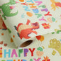 Aimyoo Dinosaur Birthday Wrapping Paper Roll - 17 Inch X 32.8 Feet - Green Happy Birthday Dino Pattern Gift Wrap Paper for Boys Party, Baby Shower, Holiday