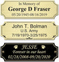 3" W x 1" H Personalized Custom Engraved Brushed Gold Solid Brass Plate Frame Name Label Art Tag With Frame