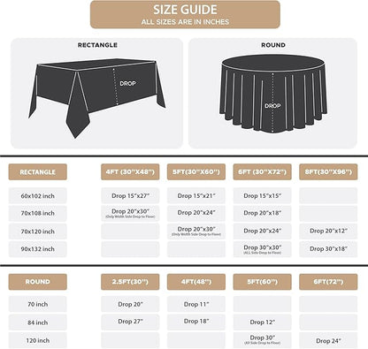 Fitable 8 Pack Round Tablecloths: Stain Resistant Wrinkle Free Circle Table Clothes, Washable Reusable Polyester Table Covers for Wedding Party Birthday Banquet Reception(Black, 84 Inch)