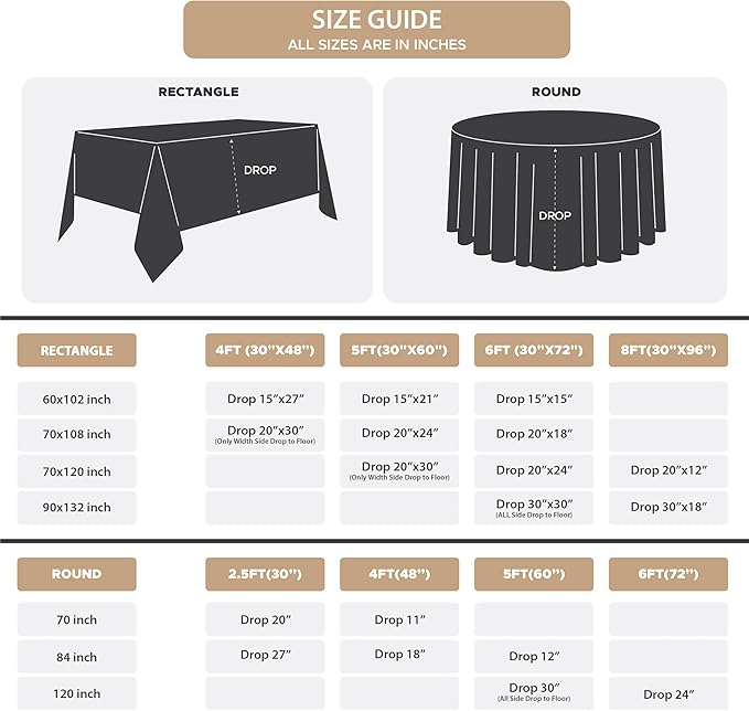 Fitable 8 Pack Table Cloth Rectangle Table: Stain and Wrinkle Resistant Tablecloth Rectangular, Washable Polyester Tablecloths for Wedding Party Dining Banquet Event Catering(Black, 70x108 Inch)