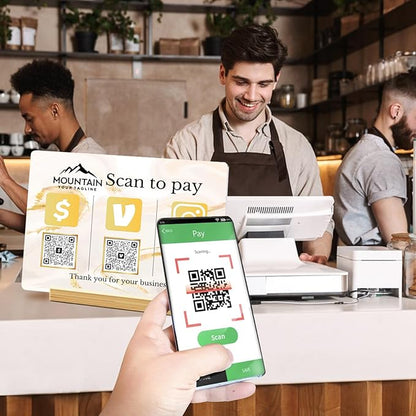 Personalized Custom Metal QR Code Sign Venmo Cashapp Scan to Pay with Stand Instagram Facebook Social Media QR Signs Bar Code QR Plaque Print for Business Salon Beauty Store Restaurant Wifi Sign (H3)