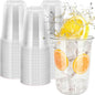 60 Pcs Disposable Stemless Clear Glasses 16 oz NATURAL Arc Crystal Plastic wine glasses Clear Classic Pet Cup for Meeting Weddings Birthdays Cocktail Christmas Party Supplies
