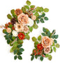 Wedding decor (pack of 2) Welcome Sign Flower Backdrop Garland For Ceremony Reception Wall Easel Home Decoration Entryway Faux Outdoor Board Head Table Decor (Orange & Terracotta)