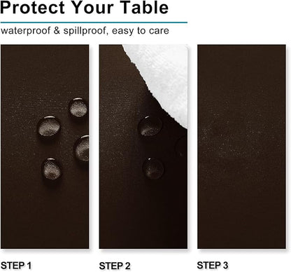 Hiasan Waterproof Tablecloth Rectangle - Washable Fabric Table Cloth for Dining Room Kitchen Birthday Party and Outdoor Use, Chocolate, 60 x 140 Inch