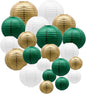 ADLKGG Green Gold Paper Lanterns Party Decorations, Round Hanging Lantern for St. Patrick's Day, Graduation, Wedding, Tropical Jungle Theme Birthday Party Football Theme Baby Shower Decorations