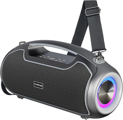 Portable Bluetooth Speakers Wireless Upgrade, 200W Peak Loud Sound/Deep Bass for Party, IP65 Waterproof Outdoor Speaker w/ 2*Subwoofer/Tweeter/DSP/Bass Boost/TWS/TF/USB/AUX, 24H Playtime
