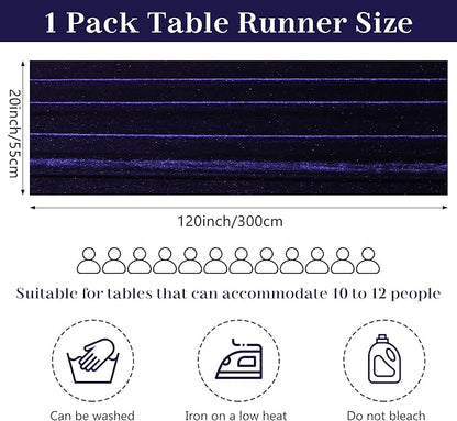 Velvet Table Runner 20 x 120 Inches 10ft Luxurious Thick Soft Velvet Christmas Thanksgiving Wedding Reception Table Runner for Party Reception Decorations(Navy Blue, 1 Pack)