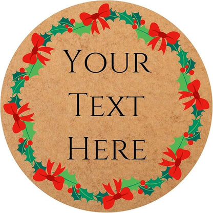 100-1000pcs Custom Stickers Merry Christmas Stickers Personalized Labels Adhesive Xmas Decorative Envelope Seals Stickers for Cards Gift Boxes (Round Kraft -1)