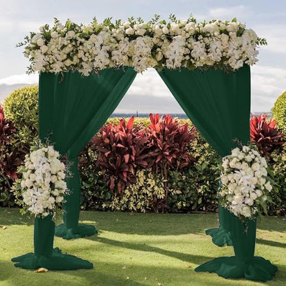 Wedding Arch Draping Fabric 1 Panel 30'' x 18FT Emerald Green Sheer Chiffon Arch Drapery for Photo Booth Bridal Shower Baby Shower Church Decor Newborn Photography Christening Outdoor Party