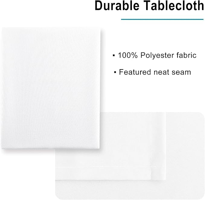 Hiasan White Rectangle Tablecloth - Waterproof Washable Polyester Fabric Table Cloth for Buffect Dining Birthday Party Wedding, 70 x 90 Inch