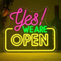 Ineonlife Open Neon Sign Light Up for Wall Decor Yes We Are Open Led Sign for business Acrylic Decoration for bar coffee shop restaurant cafe club party man cave Decorations 13.58x11.81 inch USB POWER