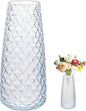 Crystal Vase for Flowers, 8.6" H Clear Round Glass Vase for Centerpieces, Modern Floral Planter Container for Parties,Wedding,Office,Home Decoration