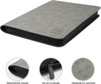 Toploader Binder with 9-Pocket Pages, Holds 288 "3×4" Rigid Toploader Hard Cases, Card Holder for Collectible Cards or Sports Cards, Durable Sleeves for Storage & Display (Gray)