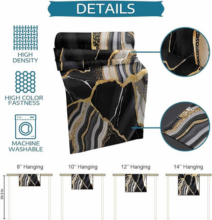 Geometric Black Marble Cotton Linen Table Runner for Dining Kitchen, Wedding Outdoor Party Tablerunners Decoration,Farm Marble Liquid Ripple Abstract Dresser Scarf Coffee Tablecloth Runners 13''x120''